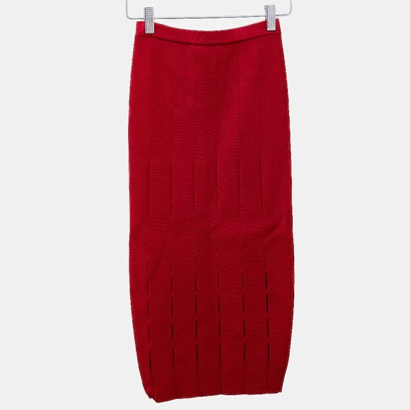 Cushnie Et Ochs FW16 Ruby Red Pencil Skirt With Slits - Picture 2 of 8